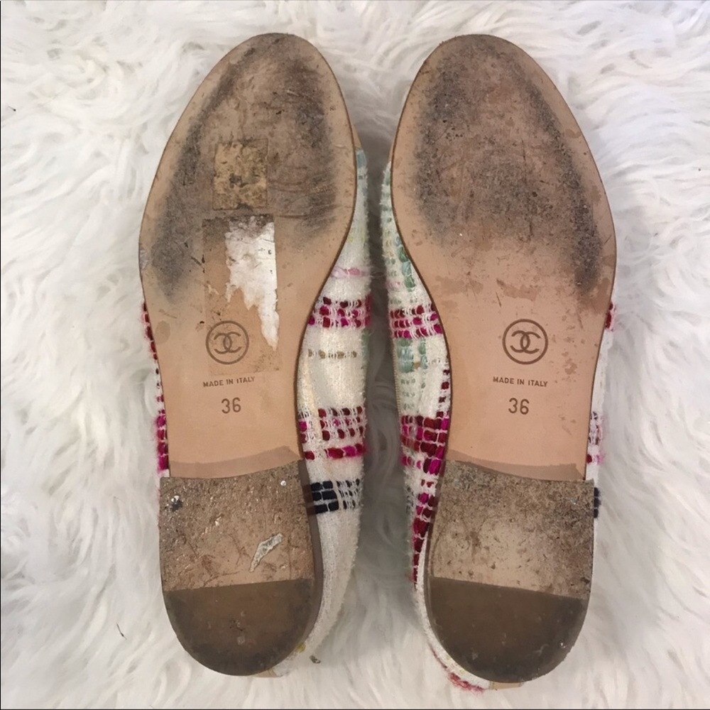Vintage Chanel Multicolor Tweed Ballet Flats - Picture 4 of 4